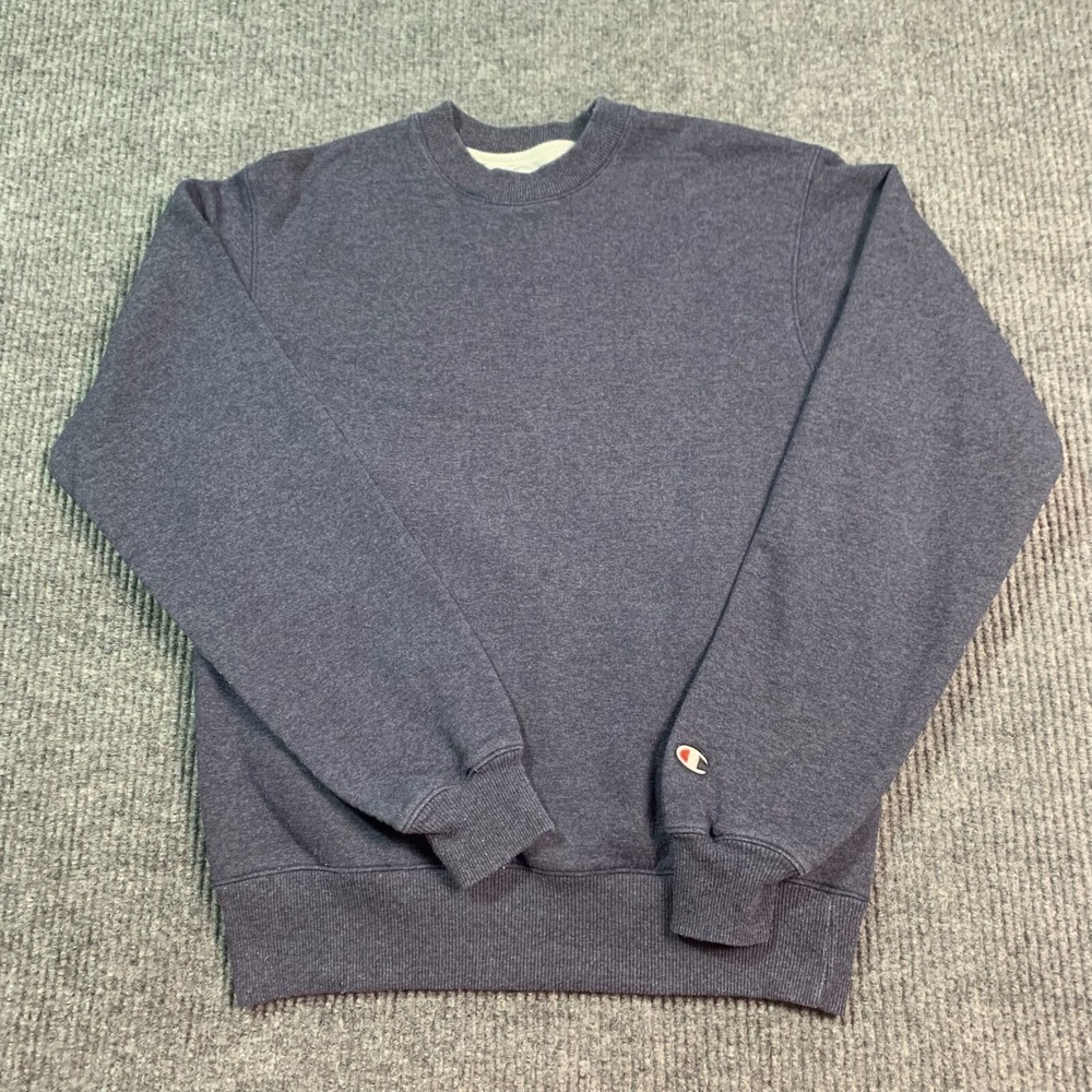 Champion Sweatshirt Mens Small S Gray Embroidered Eco Pullover Fleece Comfort